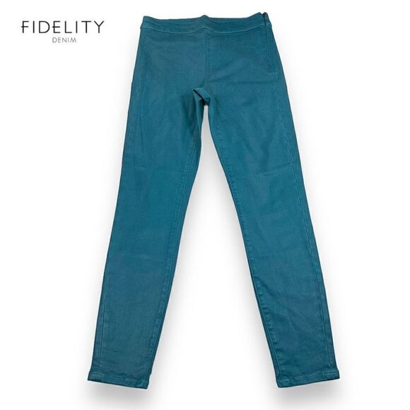Fidelity‎ Denim Pants Women’s Size 24 Teal Flat Front Side Zip Cropped Pants - Picture 1 of 9